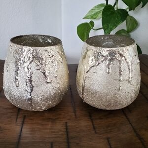 Hosley Pair Mercury Glass Containers